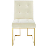 Privy Gold Stainless Steel Performance Velvet Dining Chair by Lefancy