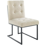 Privy Black Stainless Steel Upholstered Fabric Dining Chair by Lefancy