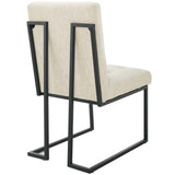 Privy Black Stainless Steel Upholstered Fabric Dining Chair by Lefancy