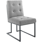 Privy Black Stainless Steel Upholstered Fabric Dining Chair by Lefancy