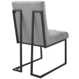 Privy Black Stainless Steel Upholstered Fabric Dining Chair by Lefancy