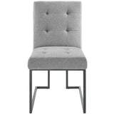 Privy Black Stainless Steel Upholstered Fabric Dining Chair by Lefancy