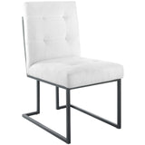 Privy Black Stainless Steel Upholstered Fabric Dining Chair by Lefancy