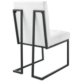 Privy Black Stainless Steel Upholstered Fabric Dining Chair by Lefancy