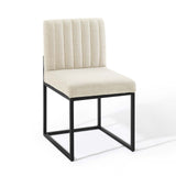 Carriage Channel Tufted Sled Base Upholstered Fabric Dining Chair by Lefancy