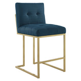 Privy Gold Stainless Steel Upholstered Fabric Counter Stool by Lefancy