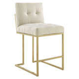 Privy Gold Stainless Steel Upholstered Fabric Counter Stool by Lefancy