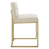 Privy Gold Stainless Steel Upholstered Fabric Counter Stool by Lefancy