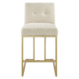 Privy Gold Stainless Steel Upholstered Fabric Counter Stool by Lefancy