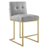 Privy Gold Stainless Steel Upholstered Fabric Counter Stool by Lefancy