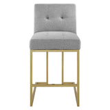 Privy Gold Stainless Steel Upholstered Fabric Counter Stool by Lefancy