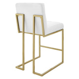 Privy Gold Stainless Steel Upholstered Fabric Counter Stool by Lefancy