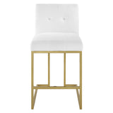 Privy Gold Stainless Steel Upholstered Fabric Counter Stool by Lefancy