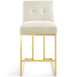 Privy Gold Stainless Steel Performance Velvet Counter Stool by Lefancy