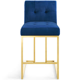 Privy Gold Stainless Steel Performance Velvet Counter Stool by Lefancy