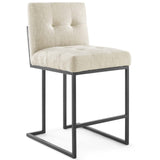 Privy Black Stainless Steel Upholstered Fabric Counter Stool by Lefancy