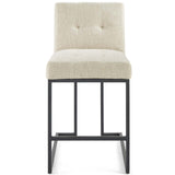 Privy Black Stainless Steel Upholstered Fabric Counter Stool by Lefancy
