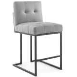 Privy Black Stainless Steel Upholstered Fabric Counter Stool by Lefancy