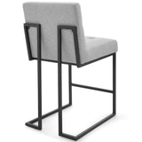 Privy Black Stainless Steel Upholstered Fabric Counter Stool by Lefancy