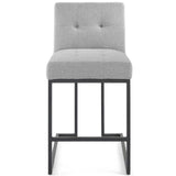 Privy Black Stainless Steel Upholstered Fabric Counter Stool by Lefancy