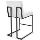 Privy Black Stainless Steel Upholstered Fabric Counter Stool by Lefancy