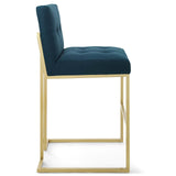 Privy Gold Stainless Steel Upholstered Fabric Bar Stool by Lefancy