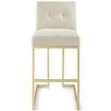 Privy Gold Stainless Steel Upholstered Fabric Bar Stool by Lefancy
