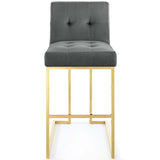 Privy Gold Stainless Steel Performance Velvet Bar Stool by Lefancy