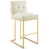 Privy Gold Stainless Steel Performance Velvet Bar Stool by Lefancy