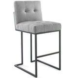 Privy Black Stainless Steel Upholstered Fabric Bar Stool by Lefancy