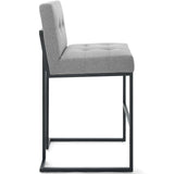 Privy Black Stainless Steel Upholstered Fabric Bar Stool by Lefancy