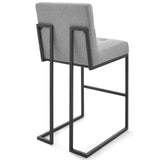 Privy Black Stainless Steel Upholstered Fabric Bar Stool by Lefancy