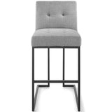 Privy Black Stainless Steel Upholstered Fabric Bar Stool by Lefancy