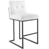 Privy Black Stainless Steel Upholstered Fabric Bar Stool by Lefancy