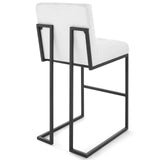 Privy Black Stainless Steel Upholstered Fabric Bar Stool by Lefancy
