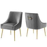 Discern Pleated Back Upholstered Performance Velvet Dining Chair Set of 2 by Lefancy