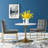 Privy Gold Stainless Steel Performance Velvet Dining Chair Set of 2 by Lefancy