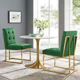 Privy Gold Stainless Steel Performance Velvet Dining Chair Set of 2 by Lefancy