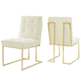 Privy Gold Stainless Steel Performance Velvet Dining Chair Set of 2 by Lefancy