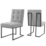 Privy Black Stainless Steel Upholstered Fabric Dining Chair Set of 2 by Lefancy