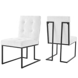 Privy Black Stainless Steel Upholstered Fabric Dining Chair Set of 2 by Lefancy