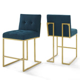 Privy Gold Stainless Steel Upholstered Fabric Counter Stool Set of 2 by Lefancy