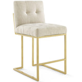 Privy Gold Stainless Steel Upholstered Fabric Counter Stool Set of 2 by Lefancy