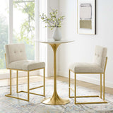 Privy Gold Stainless Steel Upholstered Fabric Counter Stool Set of 2 by Lefancy