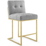 Privy Gold Stainless Steel Upholstered Fabric Counter Stool Set of 2 by Lefancy