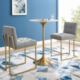 Privy Gold Stainless Steel Upholstered Fabric Counter Stool Set of 2 by Lefancy