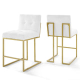 Privy Gold Stainless Steel Upholstered Fabric Counter Stool Set of 2 by Lefancy