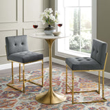 Privy Gold Stainless Steel Performance Velvet Counter Stool Set of 2 by Lefancy