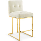 Privy Gold Stainless Steel Performance Velvet Counter Stool Set of 2 by Lefancy
