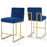 Privy Gold Stainless Steel Performance Velvet Counter Stool Set of 2 by Lefancy